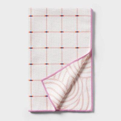 Quick Dry Reversible Checkered Hand Towel Pink - Room Essentials