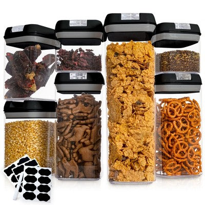 Cheer Collection Airtight Food Storage Containers, Set of 7 (Black)