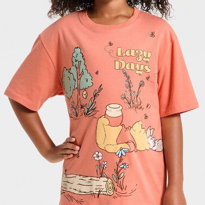 Kids' Unisex Winnie the Pooh Short Sleeve T-Shirt Coral Orange M