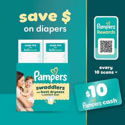 Pampers Swaddlers Sensitive Disposable Diapers Massive Pack - Size 4 - 164ct: 15 to 34 Lbs, Polypropylene, Spandex