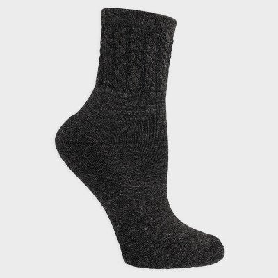 Alaska Knits Women's Textured Cable Wool Blend Midweight Boot Socks - Gray 4-10