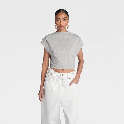 KBB by KAHLANA Women's Cropped 'The Back Twist T-Shirt' - Gray M