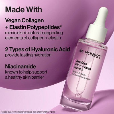 Honest Beauty Ageless Firm and Even Serum with Vegan Collagen and Niacinamide - Travel Size - 1 fl oz