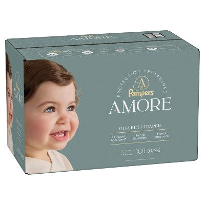 Amore by Pampers Diapers Enormous Pack - Size 4 - 108ct: 22 to 37 lbs, Disposable Diapers