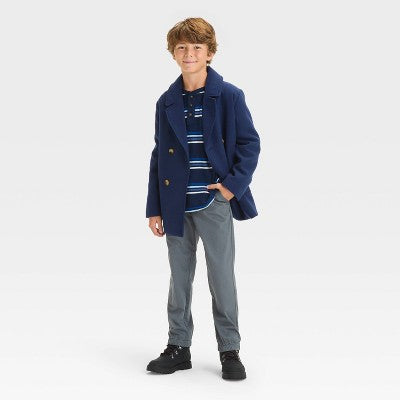 Boys' Solid Pea Coat - Cat & Jack Navy Blue XS: Heavyweight