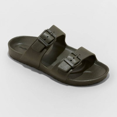 Men's Carson Two Band Slide Sandals Goodfellow&Co Olive Green 13