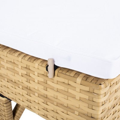 Cam Sunlounger W/ Cushion - Outdoor - PAT7501 - Natural/White - Safavieh (LOCAL PICKUP ONLY)