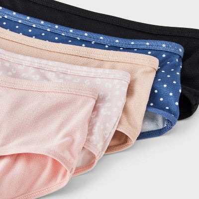 Girls' 5pk Animal and Dot Printed Brushed Microfiber Hipster Underwear - art class L