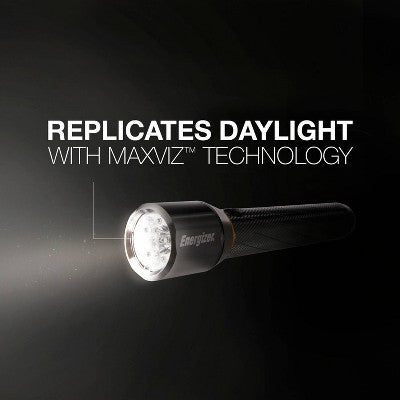 Energizer 2AA Vision LED HD Metal FlashLight: 400 Lumens, Water & Impact-Resistant, 5 Modes, Silver, Includes Batteries