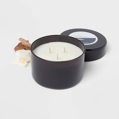 3-Wick Glass Jar Candle with Lid Vanilla Teakwood 11.5oz - Room Essentials