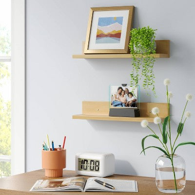 15" Wall Shelf Picture Ledge 2pk Natural - Room Essentials