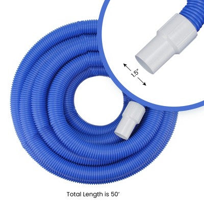 Pool Central Blow-Molded PE In-Ground Swimming Pool Vacuum Hose with Swivel Cuff 50' x 1.5" - Blue (LOCAL PICKUP ONLY)