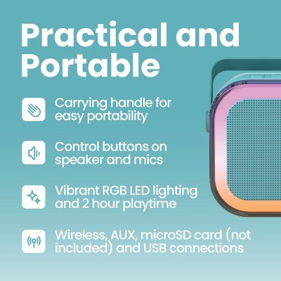 GEMS Portable Karaoke Speaker with Microphones - Teal Blue