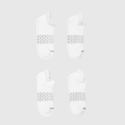 Hanes Men's 3pk +1 Absolute Active Cushioned Heel Shield Socks - White 6-12: Low Cut, Breathable Mesh, Arch Support, Seamless Toe