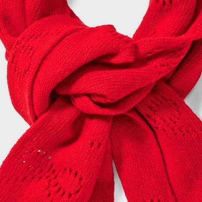 Bow Scarf - Wild Fable Red: Midweight Knit Oblong, Double-Layered, 80" x 6", Hand Wash, Line Dry