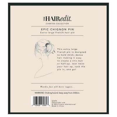 The Hair Edit Epic Extra Large Chignon French Hair Pin: For All Hair Types, Acetate Material, Hair Styling Accessory