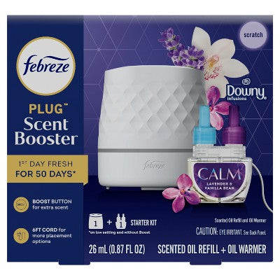 Febreze Plug Scent Booster Downy Calm Starter Kit - 0.87 fl oz/2ct: Electric, Oil, Air Freshener Holders