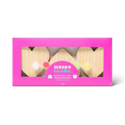 3ct Valentine's Craft Wood Hearts Painting Activity Kit - Mondo Llama
