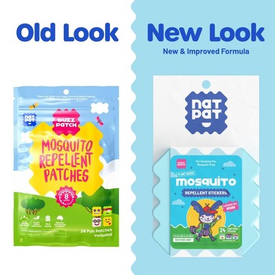 NATPAT 24ct "BuzzPatch" DEET-Free Kids Mosquito Repellent Stickers: Citronella Scented, Safe for All Ages, Ready to Use