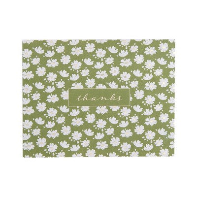 24ct Thank You Daisy Cards Green: Mara-Mi Floral Stationery Pack with Envelopes, Botanical Design, All Occasions