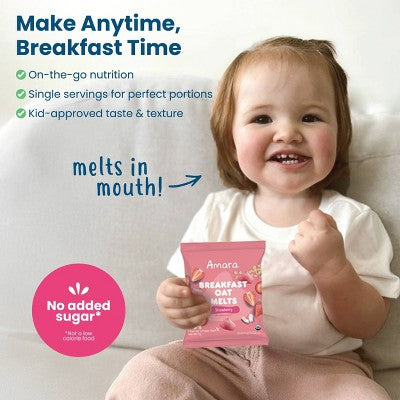 Amara Organic Breakfast Oat Melts Strawberry Baby Snack - 7g