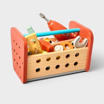 Construction Play Set - Gigglescape: Toy Tools, Plastic & Wood, 35 Pieces, Ages 3+, Pretend Workbench Accessories