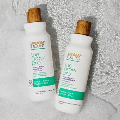 Raw Sugar Grow Pro Vegan Biotin Conditioner Infused with Passion Fruit + Zinc + Marula - 18 fl oz