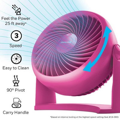 Honeywell TurboForce Table Air Circulator Fan, Pink HT900: Quiet Desk Fan, Adjustable Tilt, Portable, 3 Speeds, ETL Listed