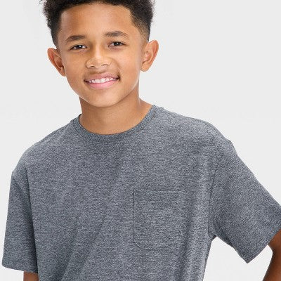 Boys' Ventilated Pocket T-Shirt - All In Motion Dark Gray L