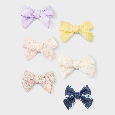 Girls' 6pk 'Crinkled/Ditsy' Bows - Cat & Jack: Hair Styling, Fashion, Recycled Polyester