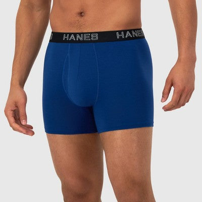 Hanes Premium Men's 3pk Trunks Total Support Pouch - Blue/Green/Gray XL: Tagless, Moisture Wicking, 4-Way Stretch