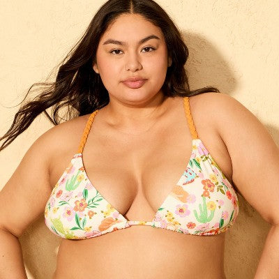 Women's Braided Strap Bikini Top - Wild Fable Floral XL