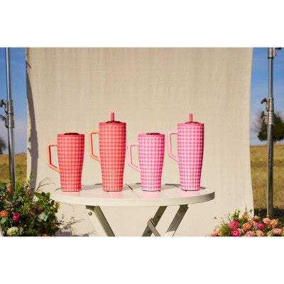 BruMate 40fl oz Stainless Steel Era Flip Water Bottle - Peach Gingham