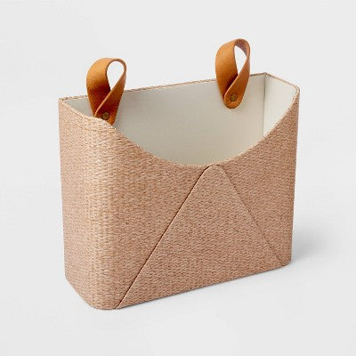 Woven Wall Pocket with Faux Leather Loop Taupe - Threshold: Wall File & Mail Organizer, Office Holder,