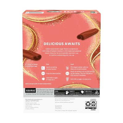 Starbucks Brown Sugar Cinnamon Flavor Dark Roast Keurig K-Cup Coffee Pods - 22ct/7.9oz