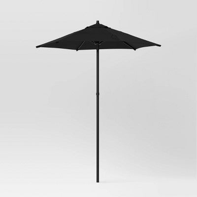 6' Round Outdoor Patio Market Umbrella Black with Black Pole - Room Essentials: With Carrying Bag, Push-Up Lift (LOCAL PICKUP ONLY)