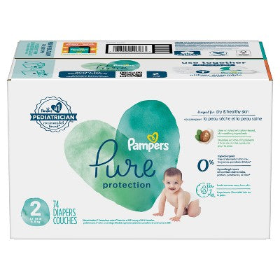 Pampers Pure Protection Diapers Super Pack - Size 2 - 74ct