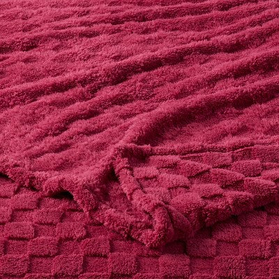 Twin/Twin XL Checkered Blanket Magenta - Room Essentials
