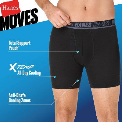 Hanes Men's Anti-Chafe Long Leg Boxer Briefs 3pk - Black/Gray/Blue M