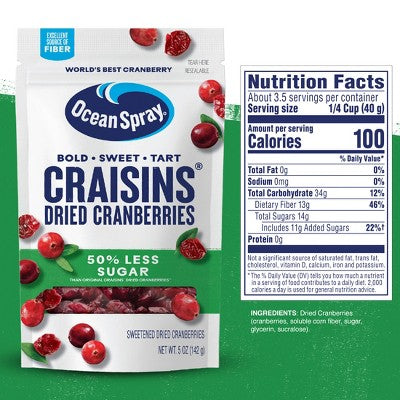Ocean Spray Reduced Sugar Craisins - 5oz