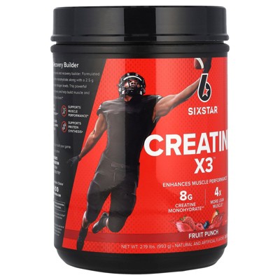 Six Star Creatine Powder Creatine X3 Creatine HCl + Creatine Monohydrate Powder Muscle Recovery Workout Supplement Creatine Supplements Fruit Punch