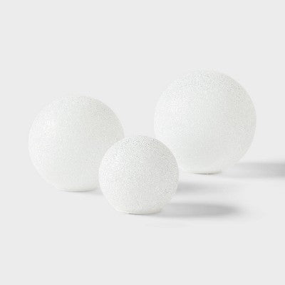 3pc LED Glittered Globe Christmas Novelty Sculpture Light White - Wondershop