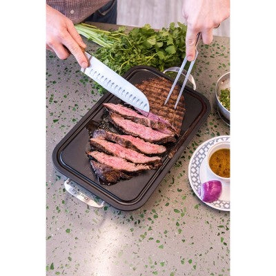 Char-Broil Deep Dish and Cutting Board Stainless Steel Heat-Resistant Grill Topper Black/Silver