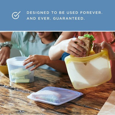 Stasher Premium Silicone Reusable Bags Sandwich Set - 2pk: Airtight, BPA & Phthalate-Free Food Storage Containers
