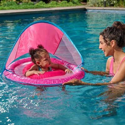 Swimways Sun Canopy Spring Float with Hyper-Flate Valve Pool Lounger