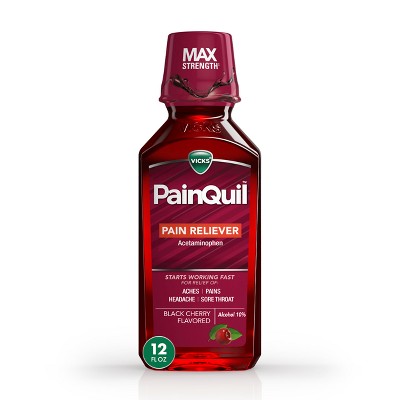 Vicks PainQuil Black Liquid - Cherry - 12 fl oz: Whole Body, General Pain Relievers, Liquid, Acetaminophen 1000mg