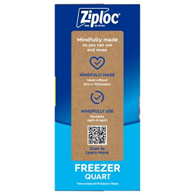 Ziploc Freezer Quart Bags with Grip 'n Seal Technology - 60ct