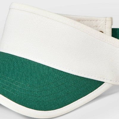 Women's Recycled Polyester Visor Hat - Universal Thread Off-White/Green: Adjustable Twill Sun Hat