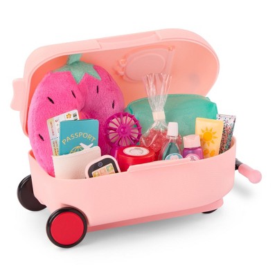 Our Generation Packed for Adventures Pink Luggage Scooter Suitcase & Accessories Set for 18" Dolls: 20-Piece Travel Set