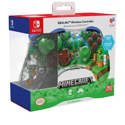 PDP REALMz Wireless Nintendo Switch Controller Forest Biome: USB-C Connection, Clear Design